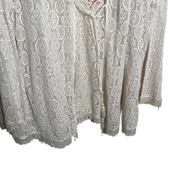 Earthbound Sweater Women's XL Ivory Cardigan Tie Fairy Cottagecore Embroidered - Picture 5 of 9